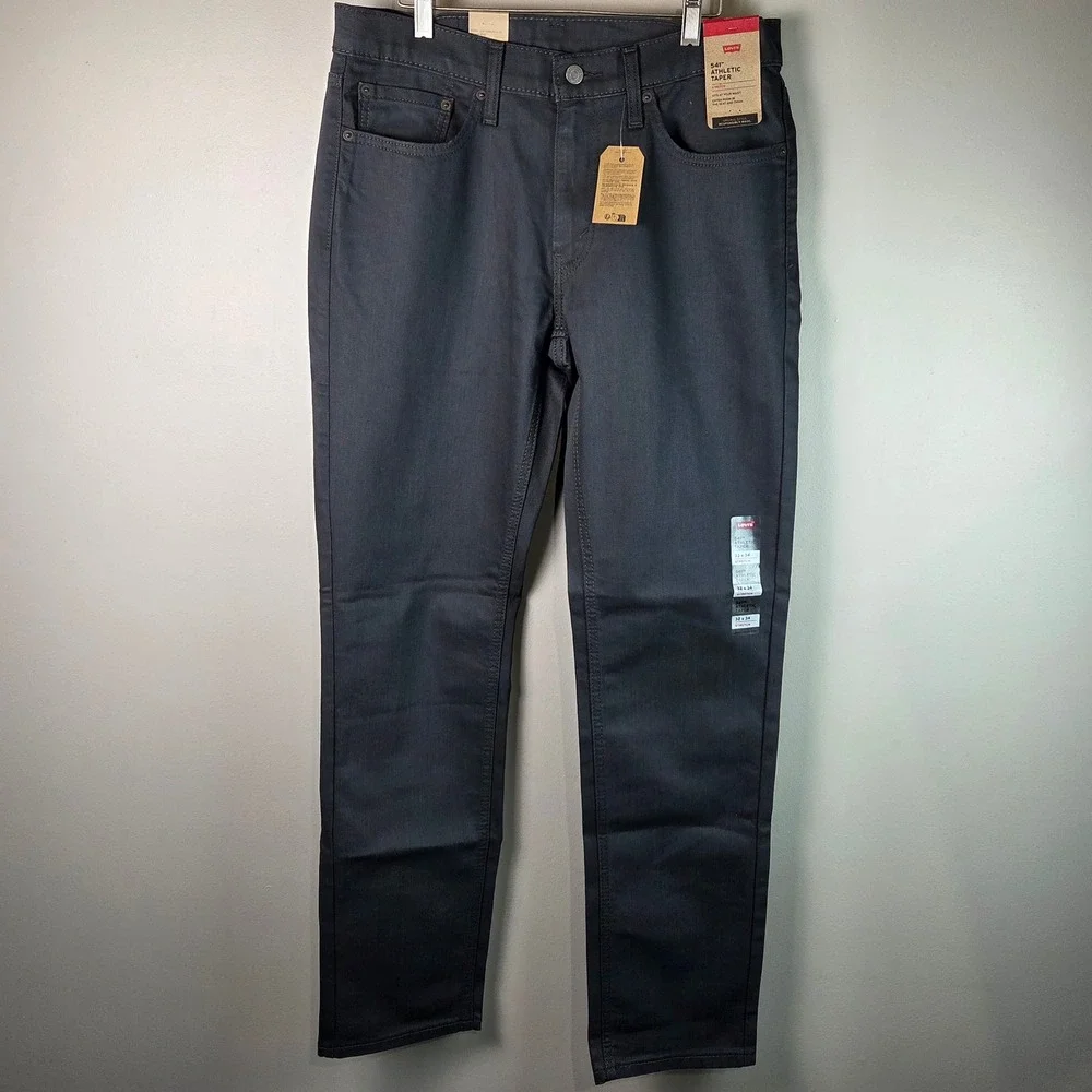 Levi's 541 Athletic Taper Men 32x34 Dark Grey NEW Coated Look Jeans 18181-0005